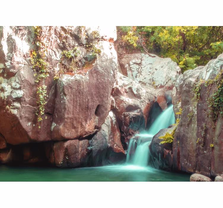 Nature wallpaper tranquil waterfall scene - TenStickers