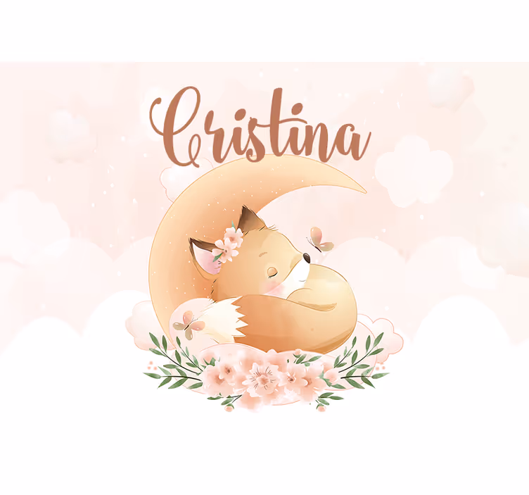 Personalized wall mural sleeping fox design - TenStickers