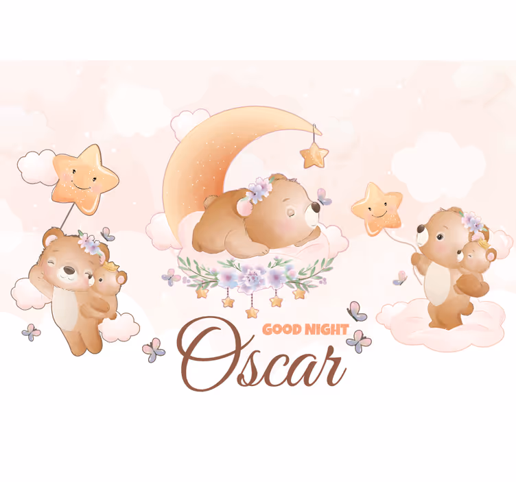 Nursery wall mural sleepy bear collection - TenStickers