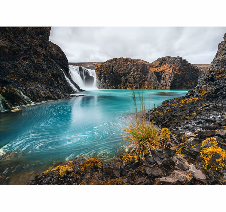 Wall mural mountain serene waterfall retreat - TenStickers