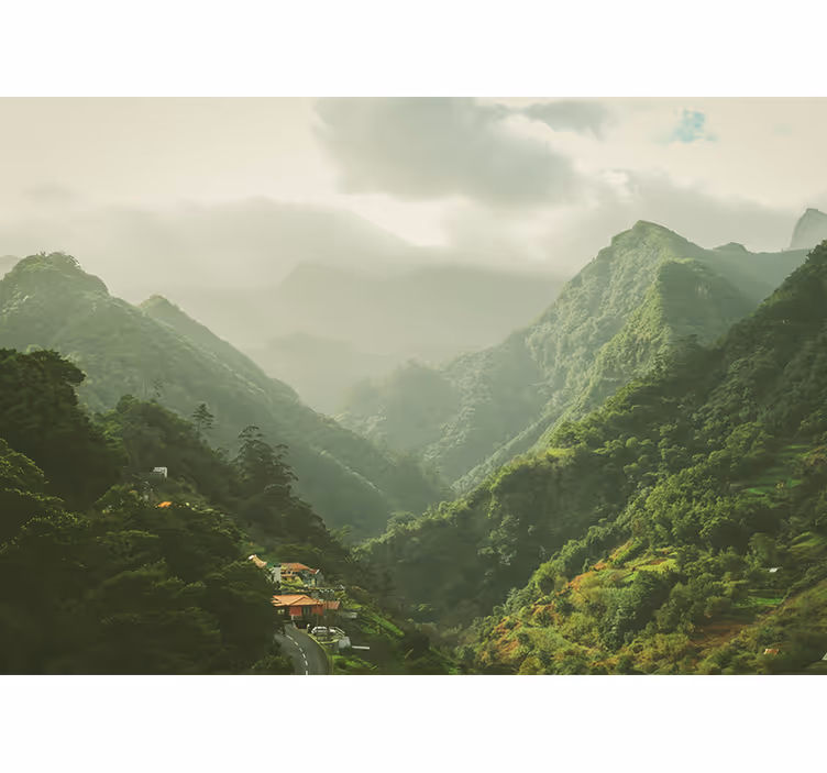 Mountain valley scenery landscape wall mural - TenStickers
