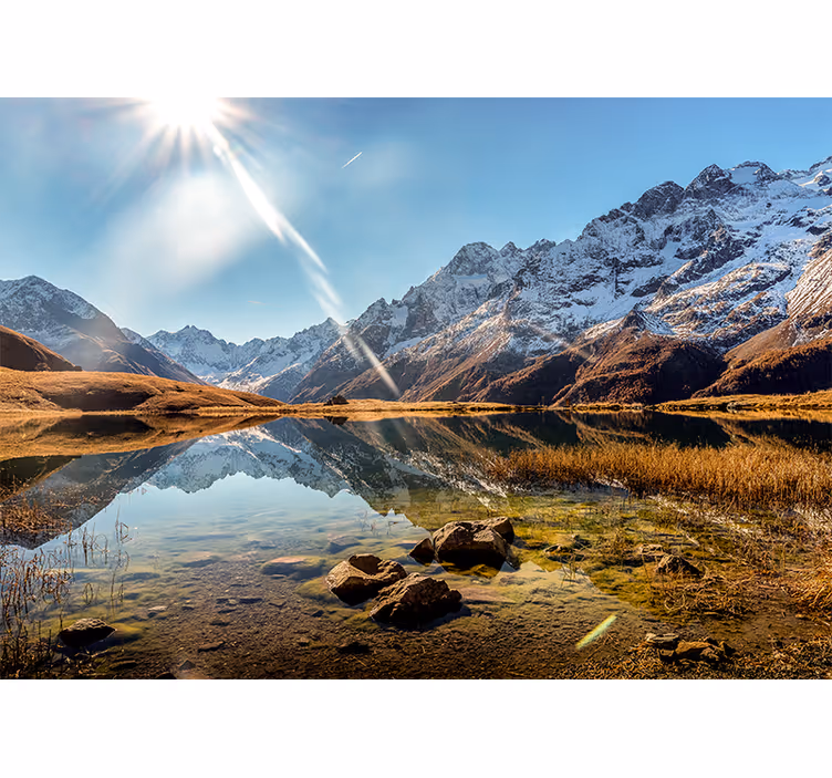 Mountain Lake Reflection landscape wall mural - TenStickers
