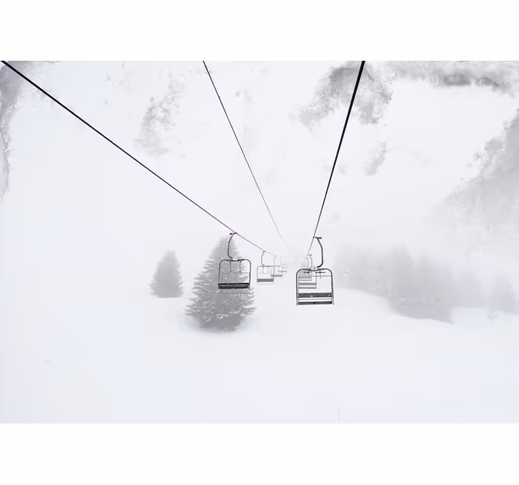 Wall mural mountain ski lift perspective - TenStickers