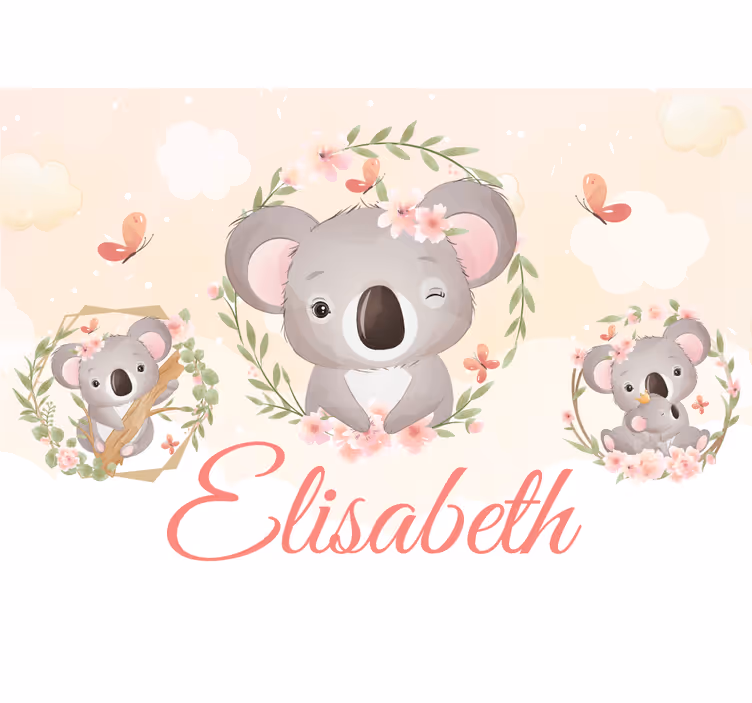 Personalized wall mural koala family joy - TenStickers