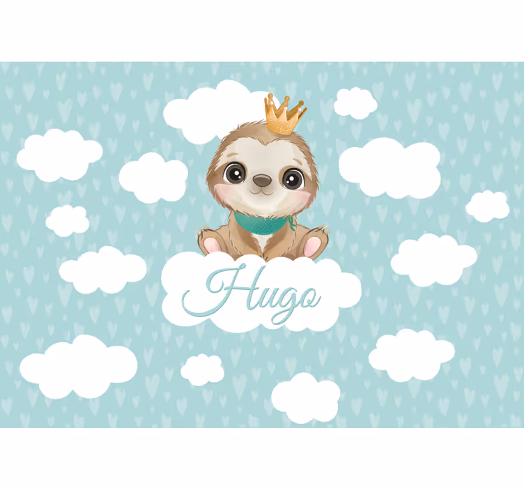 Childrens wall mural sloth with crown - TenStickers