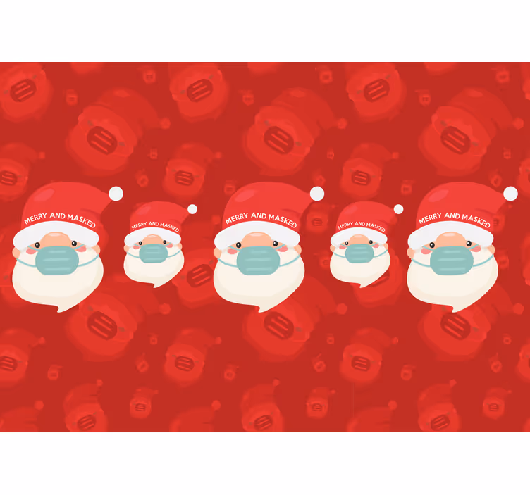 Christmas wall mural santa with mask - TenStickers