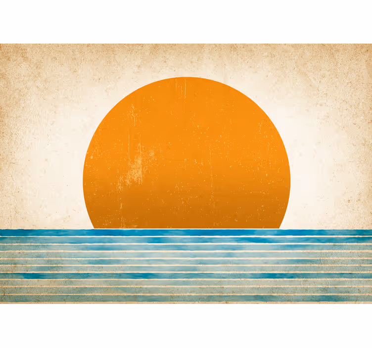 Landscape wall mural sunset over water - TenStickers