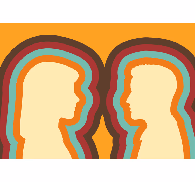 Romantic wall mural of couple silhouettes - TenStickers