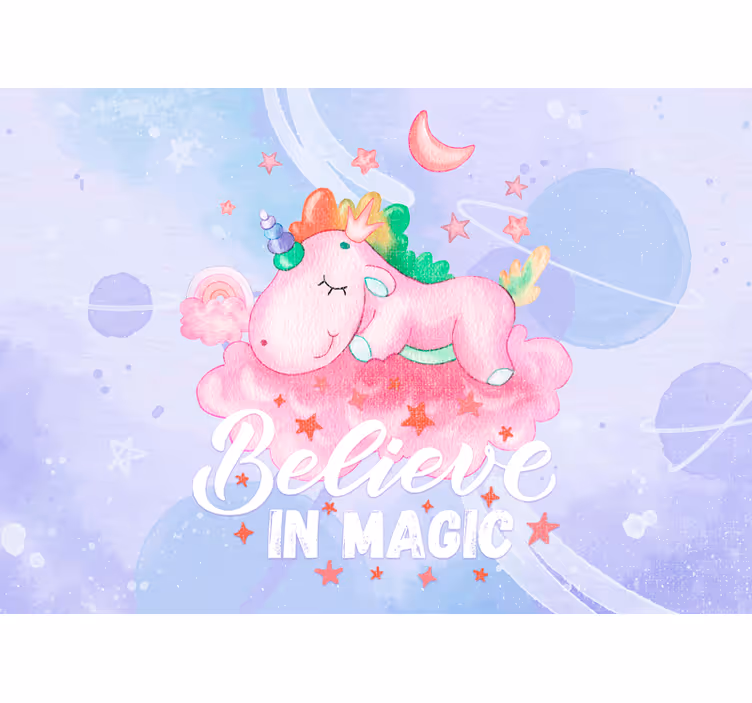 Childrens wall mural unicorn dream cloud - TenStickers