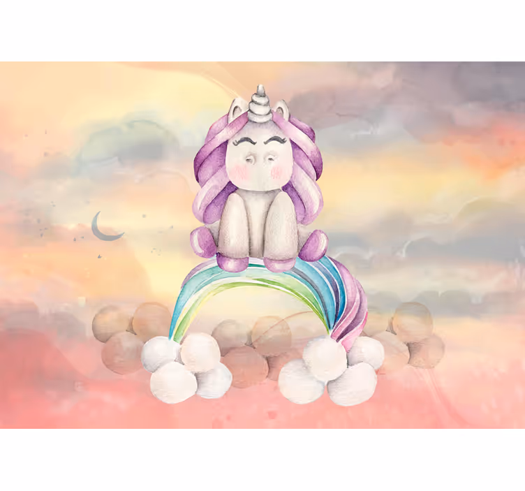 Wall mural fantasy cute unicorn rainbow - TenStickers