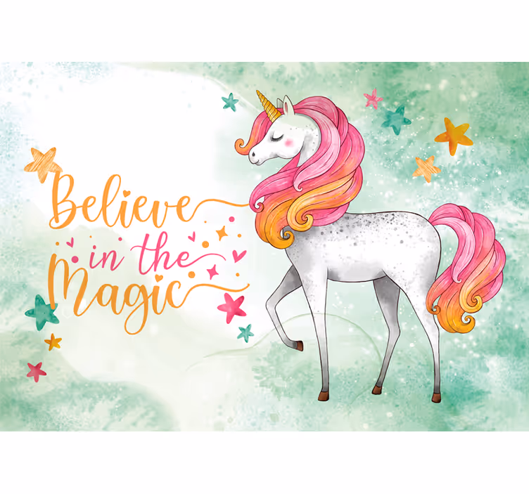 Wall mural fantasy unicorn in enchantment - TenStickers