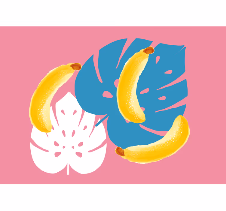 Flower wall mural with bananas and leaves - TenStickers