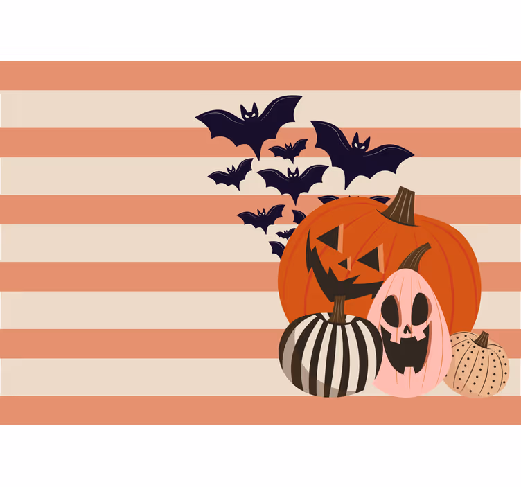 Wall mural halloween jack-o-lanterns and bats - TenStickers