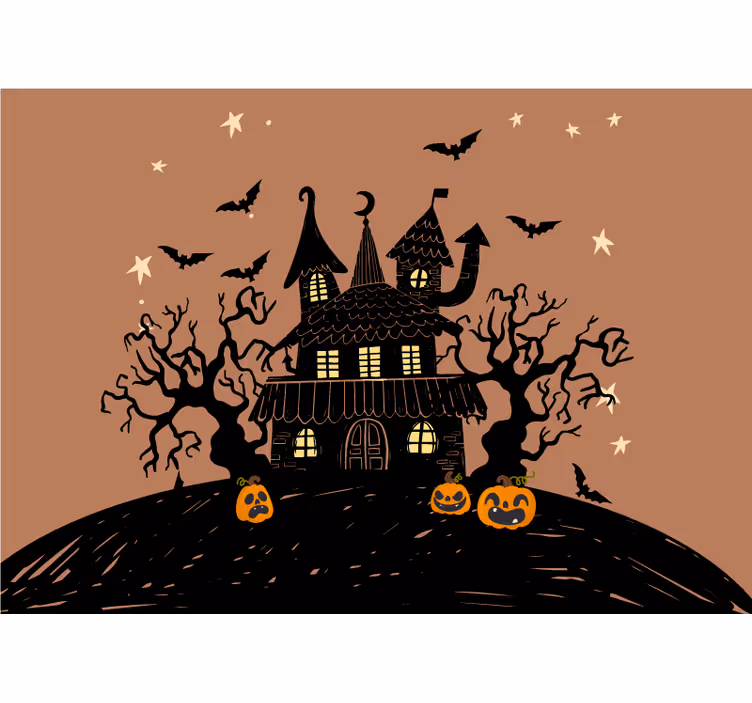 Wall mural halloween haunting pumpkin castle - TenStickers