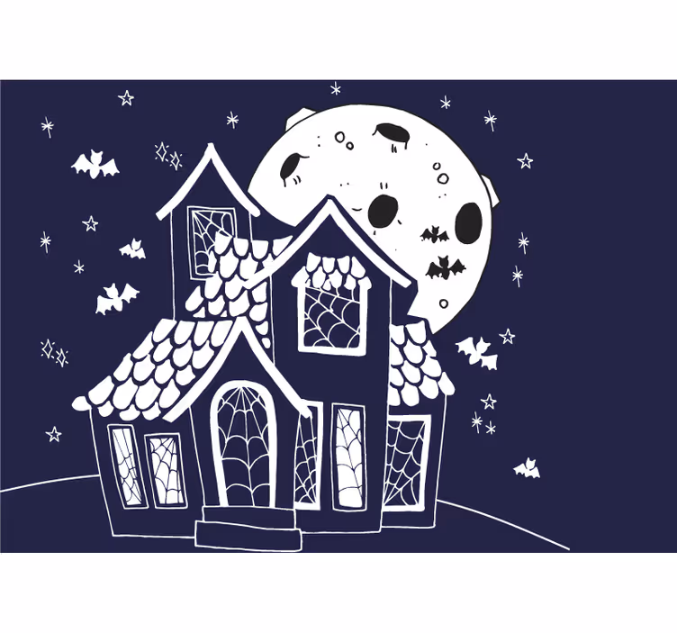 Wall mural halloween spooky haunted house scene - TenStickers