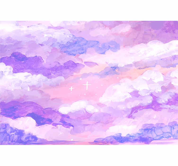 Sky wall mural soft purple clouds - TenStickers