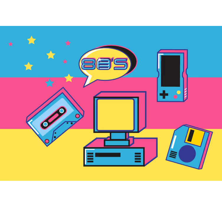 Graffiti wall mural with retro gaming features - TenStickers