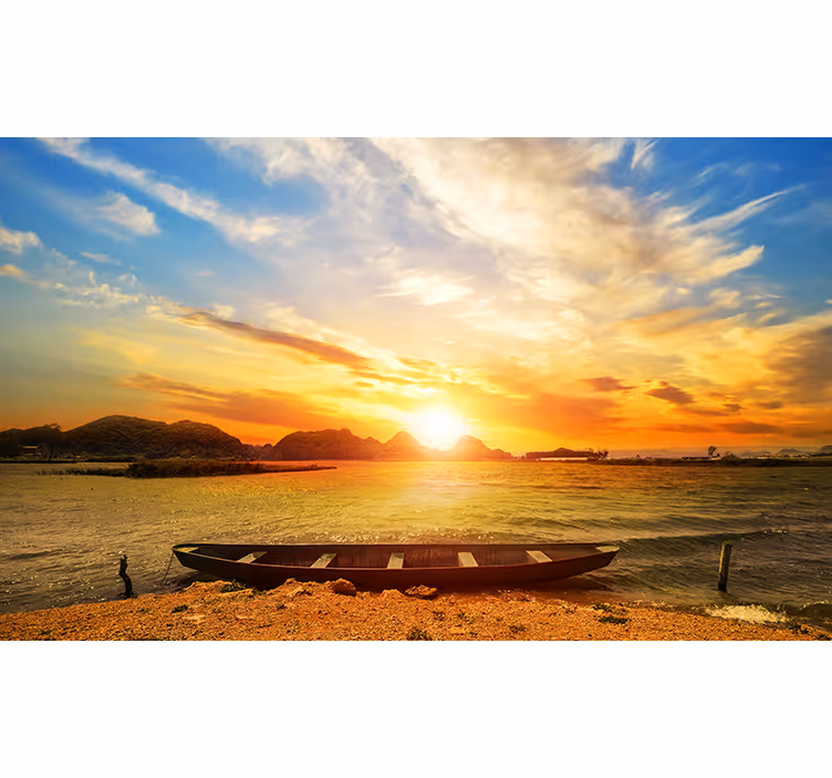 Landscape wall mural serene sunset reflection - TenStickers