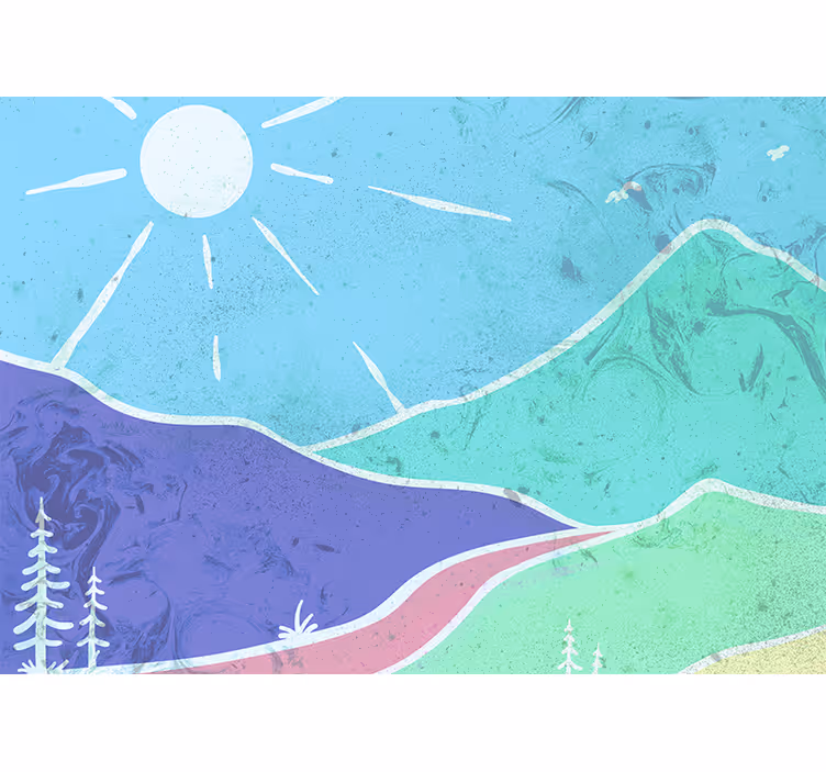 Mountainous landscape scene landscape wall mural - TenStickers