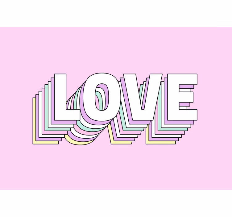 Romantic wall mural stylized love typography - TenStickers