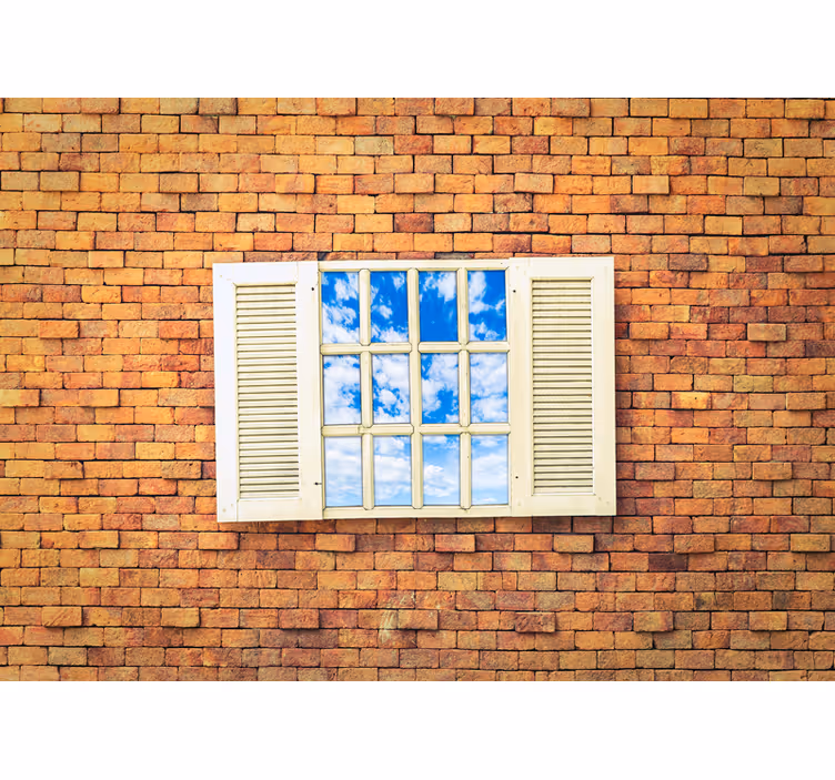 Mural stone wall open window perspective - TenStickers