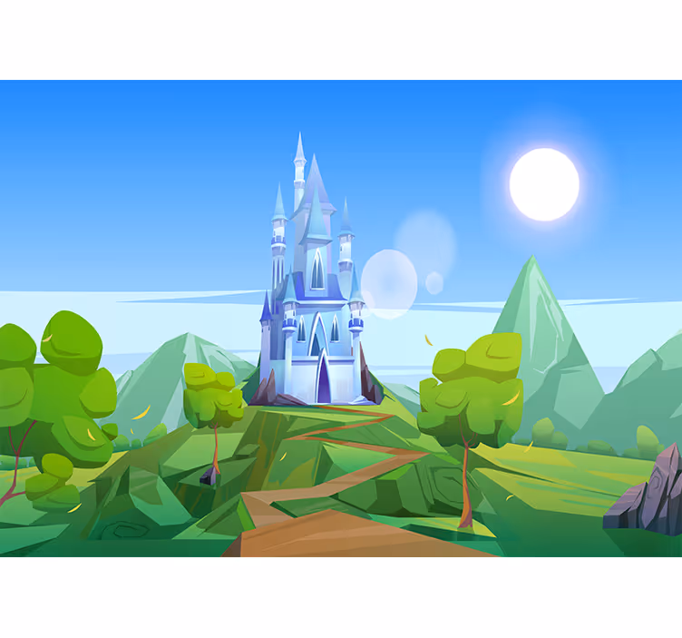 Wall mural fantasy enchanting castle scenery - TenStickers