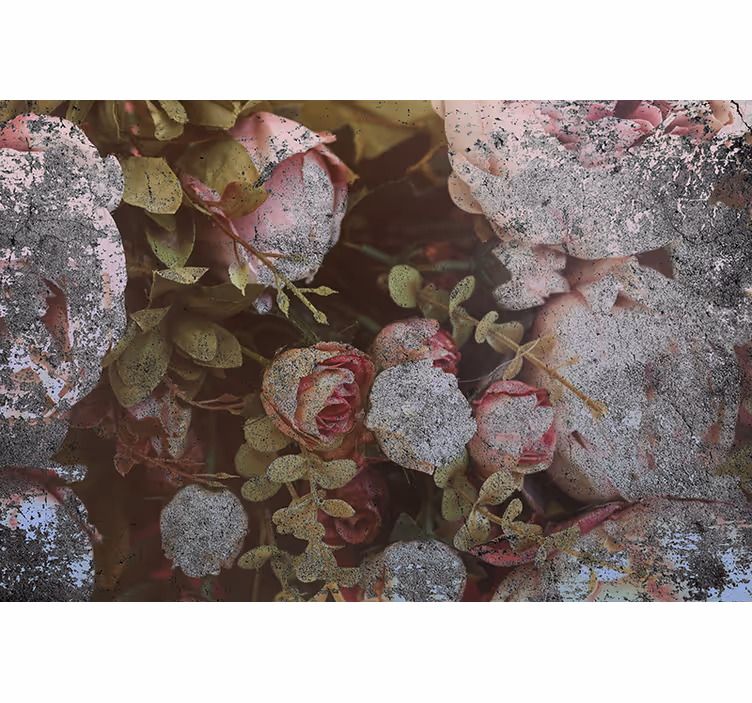 Flower wall mural roses and leaves design - TenStickers