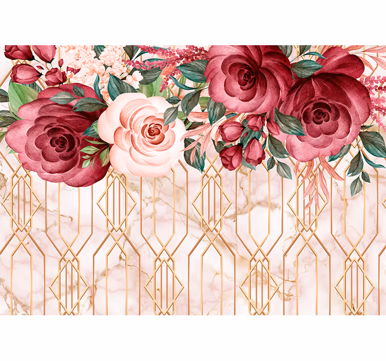 Rose Geometric Fusion flower wall mural - TenStickers