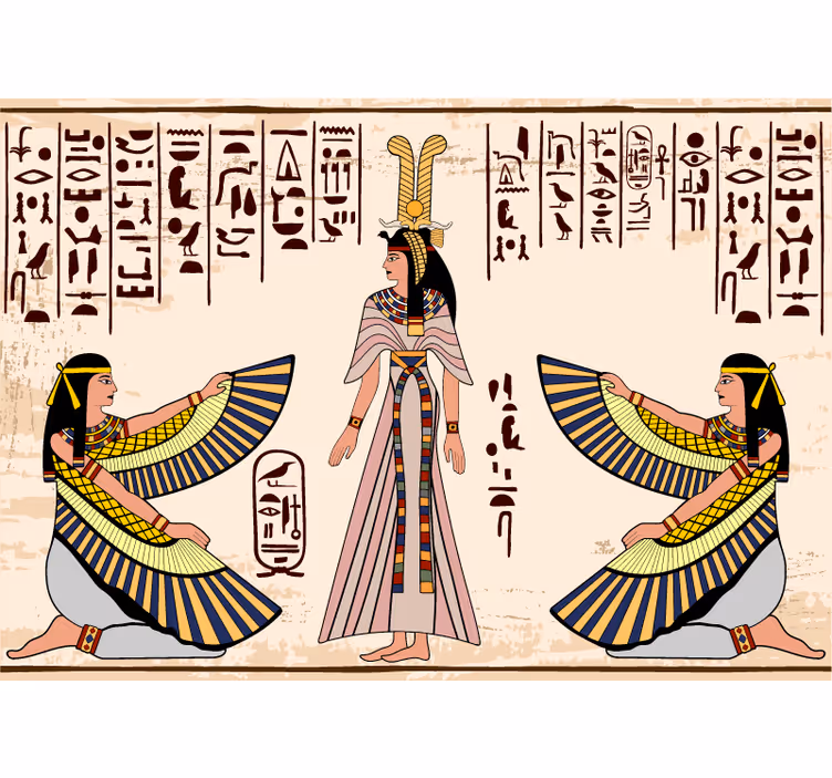 Animals wall mural with ancient egyptian figures - TenStickers