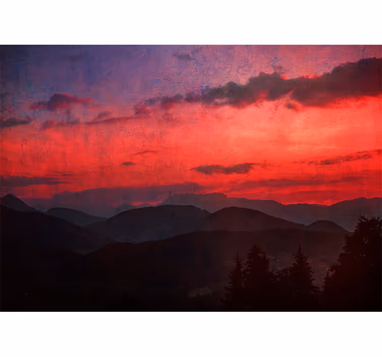 Wall mural mountain dramatic sunset view - TenStickers