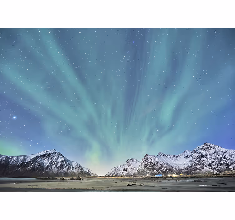 Wall mural mountain northern lights experience - TenStickers