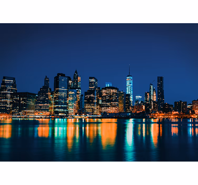 New york skyline at night wall mural - TenStickers