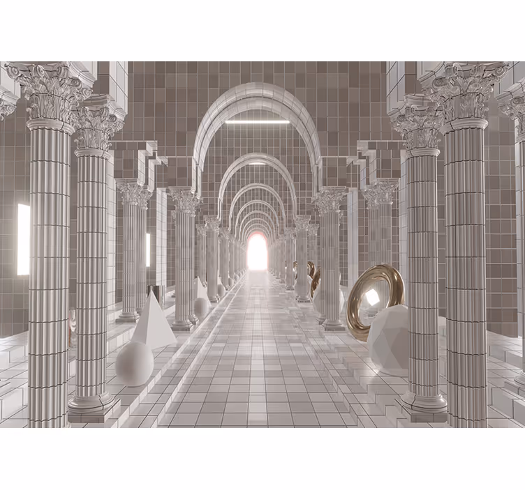 Abstract wall mural architectural hallway design - TenStickers