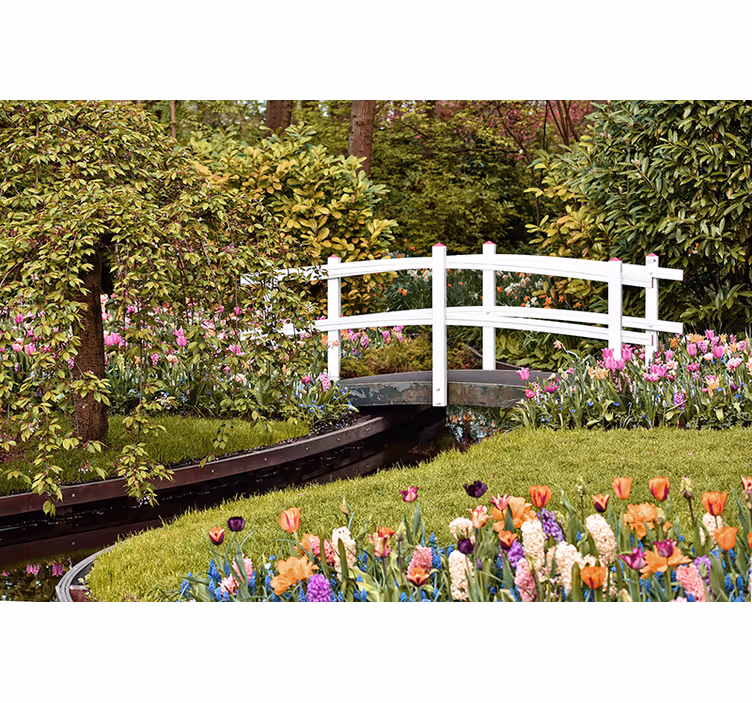 Landscape wall mural serene garden bridge - TenStickers