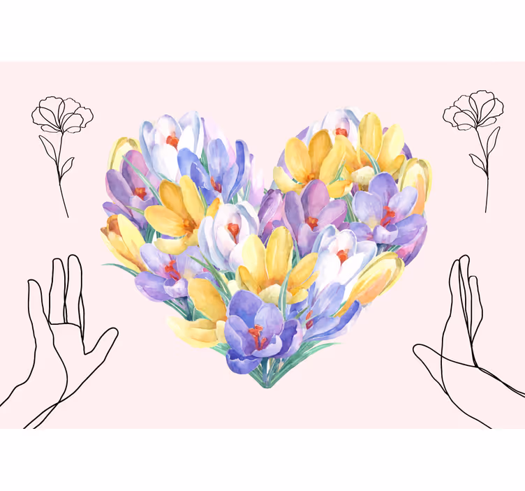 Flower wall mural heart shaped bouquet design - TenStickers