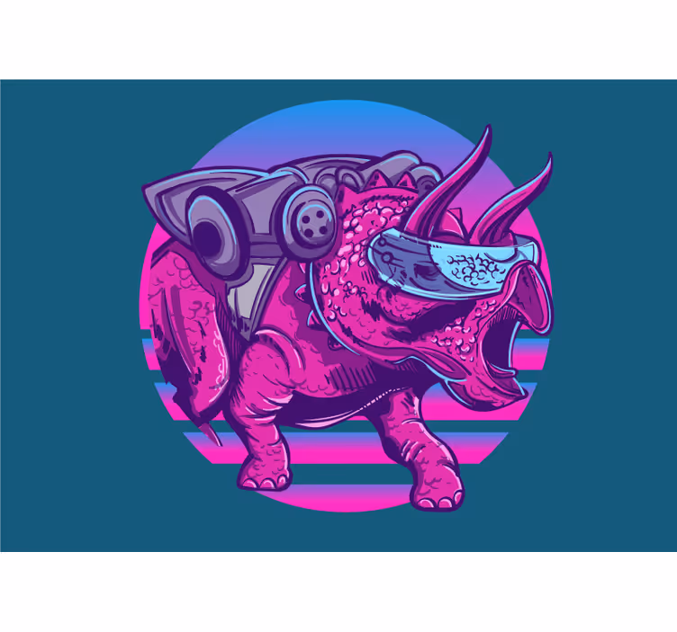 Animals wall mural futuristic triceratops - TenStickers