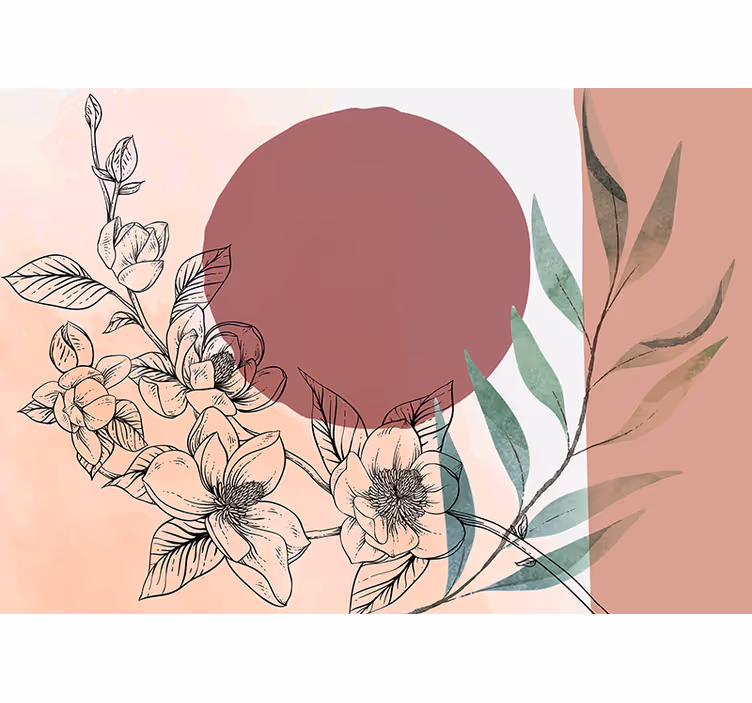 Flower wall mural floral elements design - TenStickers