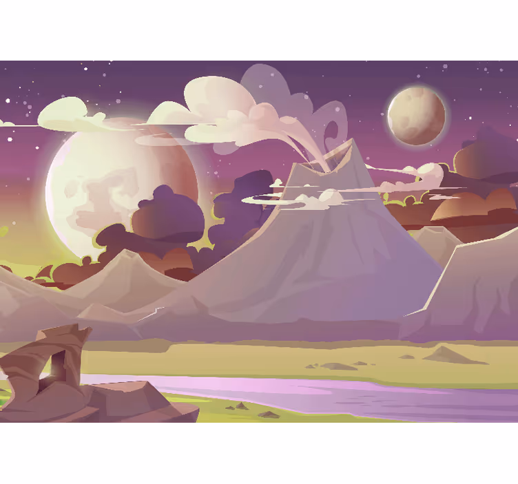 Wall mural fantasy mountain landscape - TenStickers