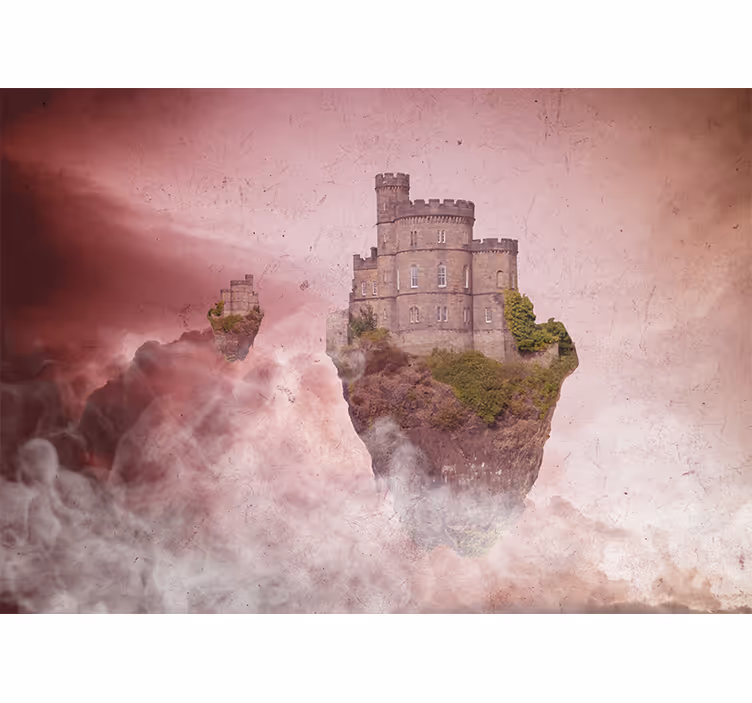 Wall mural fantasy floating castle scenery - TenStickers