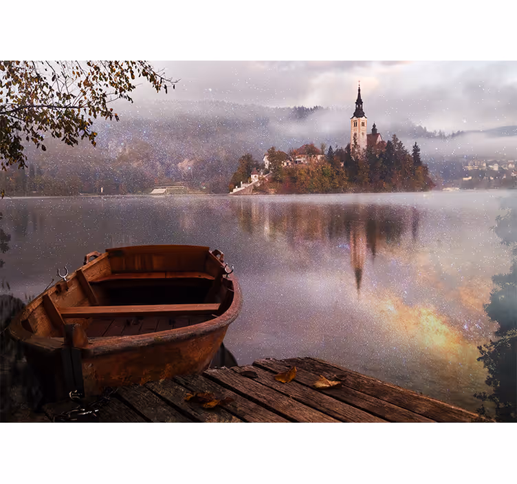 Landscape wall mural tranquil lake view - TenStickers
