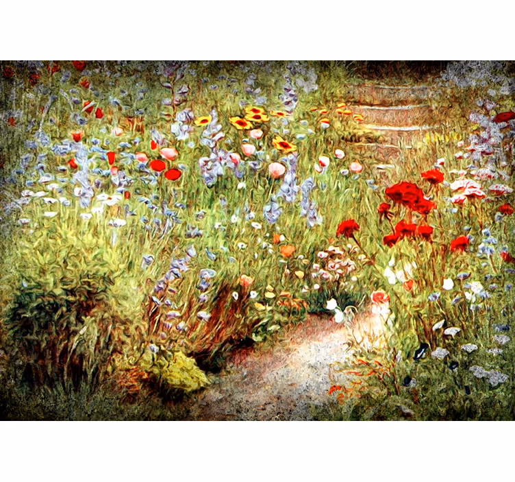 Flower wall mural flower pathway scene - TenStickers
