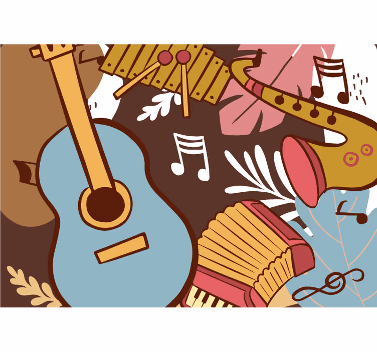 Music wall mural musical instruments display - TenStickers