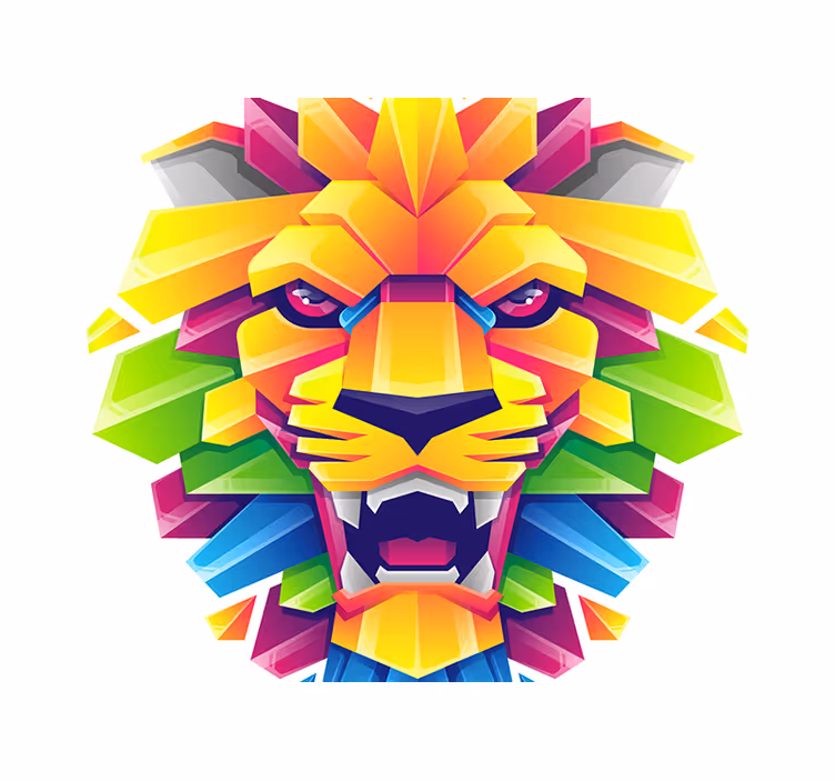 Lion wall mural vibrant lion face - TenStickers