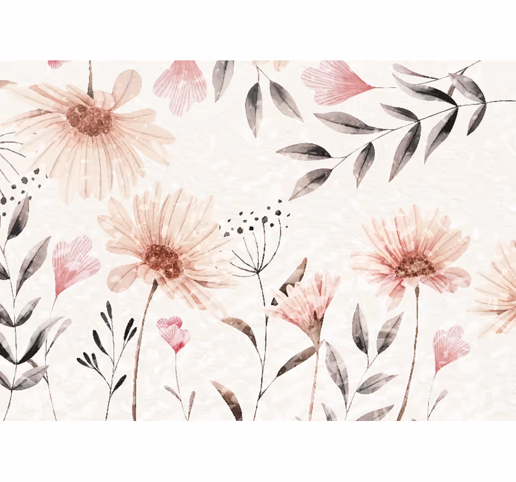 Flower wall mural in floral pink design - TenStickers