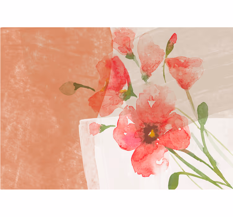 Flower wall mural floral watercolor pattern - TenStickers