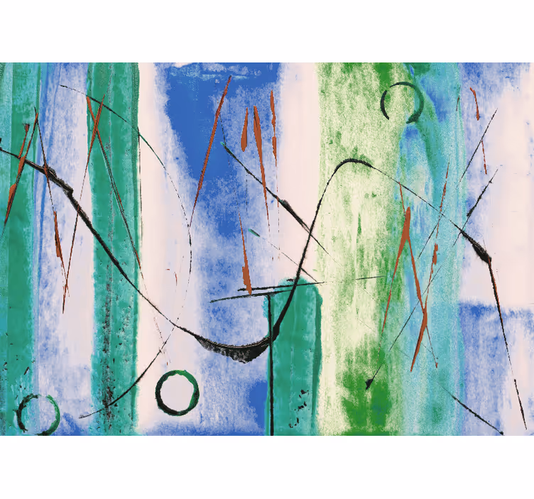 Abstract wall mural with flowing line designs - TenStickers