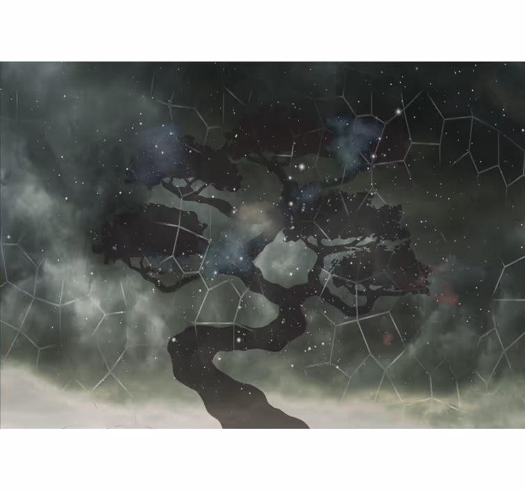 Space wall mural celestial tree silhouette - TenStickers