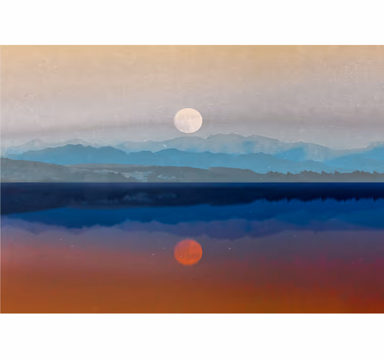 Landscape wall mural mountain sunset reflection - TenStickers