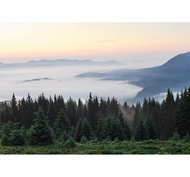 Landscape wall mural tranquil mountain view - TenStickers