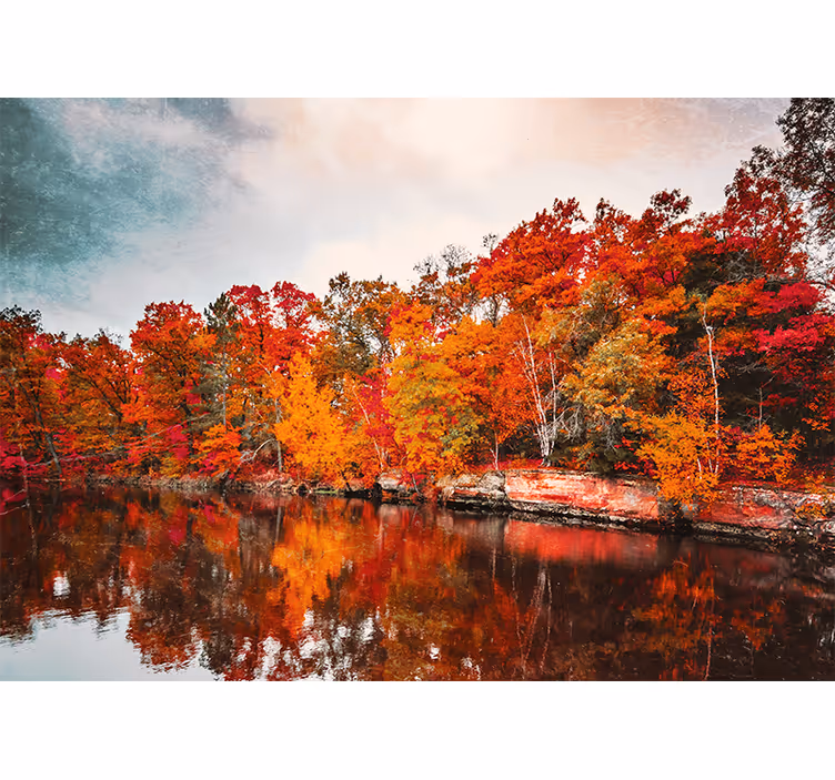 Autumn forest reflection landscape wall mural - TenStickers